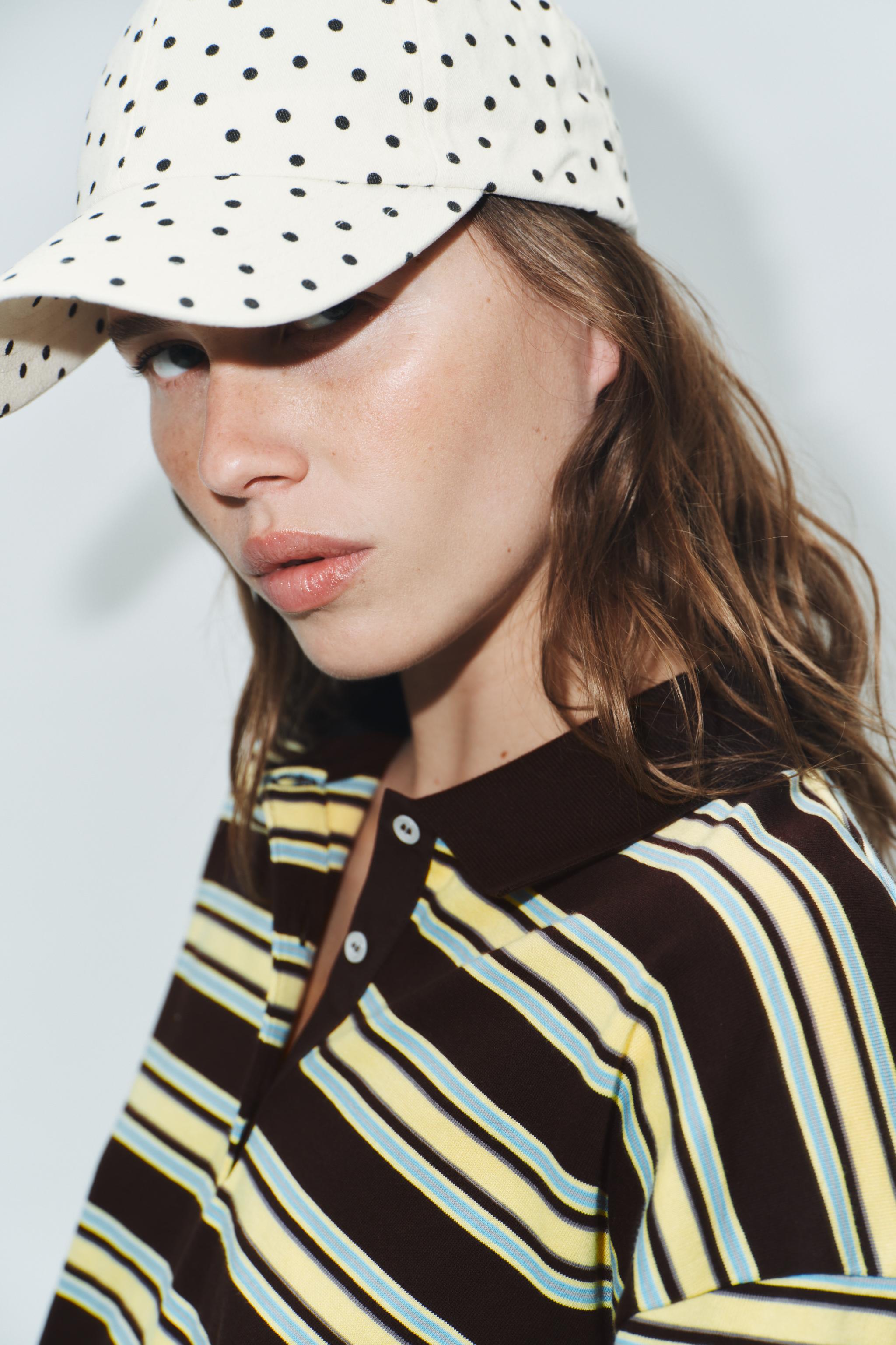 POLKA DOT HEART EMBROIDERED TWILL CAP